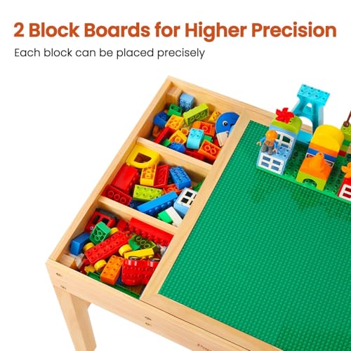 papablic 2 in 1 kid activity table with large storage for older kids compatible with lego building block for boys girls