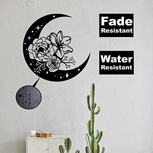 Moon Flower Metal Wall Art Decor,Half Moon Wall Decor,Moon Floral Sculpture Wall Hanging,Flower Appearance Wall Art Sign,Family Art For Home Decor Bedroom Living Room Office Moon Flower-1 One Size #TOP4