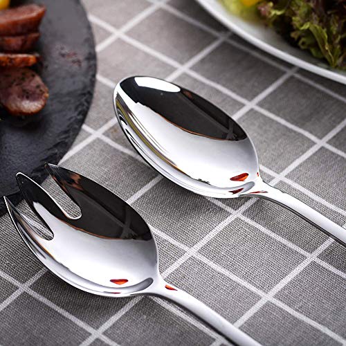 HO Salad Cutlery Set, 4 Pieces Stainless Steel Salad Spoons and Forks for Kitchen Dining Room, Silver - Image 3