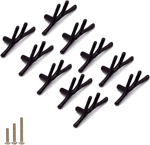 10 pomos vintage de rama de árbol para gabinete, manija de cajón de aleación de zinc de un solo agujero, para casa de campo, cabaña, casa de