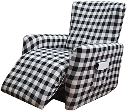 NILUOH Stretch Recliner Cover 4 Pieces Printed Lazy Boy Chair Covers Recliner Sofa Slipcover Anti-Slip Fitted Furniture Protector with Elastic Bottom, N12
