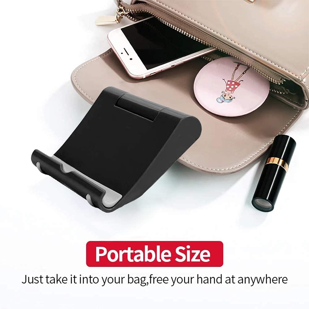 E4M Supporto Pieghevole Porta Cellulare da Tavolo Universale per Smartphone iPhone e Tablet Nero