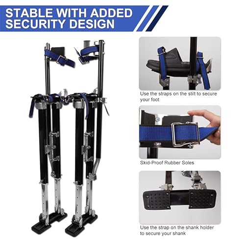 In Which Bay Drywall Stilts 24"-40"Height Adjustable，Aluminum Tool Stilts Suitable For Painting Walls, Pruning Branches, Cleaning,Performing Arts Activities.(Black) #TOP2