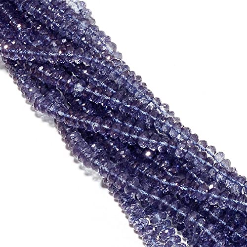 LKBEADS Mikro fasetowane koraliki rondelle kolor iolitu, oryginalny powlekany kryształowy koralik, koraliki 7,5 mm, sznurek 20 cm