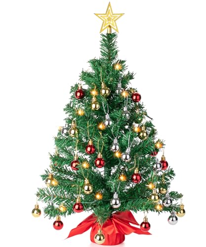 Mr. Pen- Mini Christmas Tree with 40 LED Lights, 23', Table Top Christmas Tree Small...