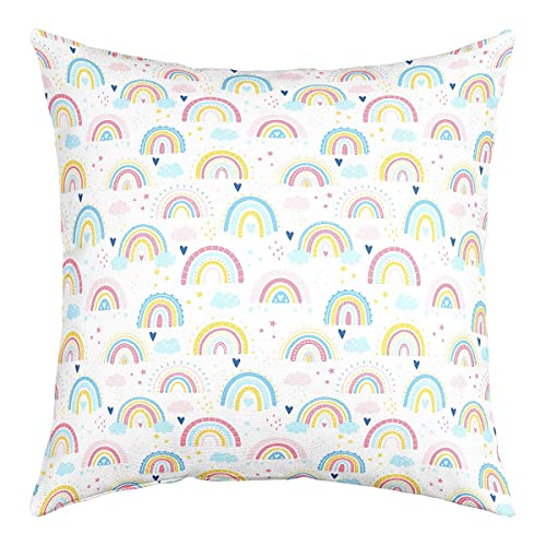 Erosebridal GHS2366XXY-KD_45X45X1 Girls Rainbow Pillow Cover 18X18, Sun And Stars Throw Pillow Cover For Kids Boys Children Cartoon Style Cloud Cushion Case Girly Soft Decorative Accent Pillow Case cover