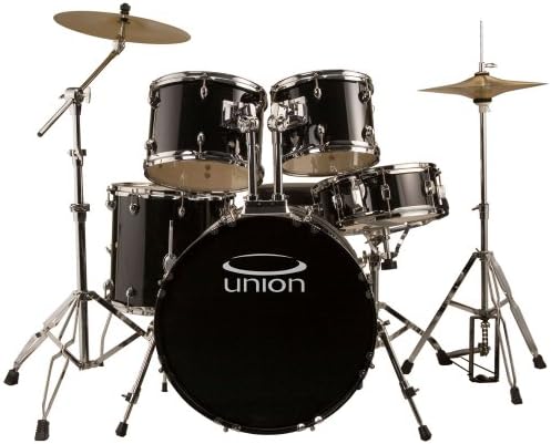 Union Black 5 Piece Rock/Jazz Drum Set w/ Hardware, Cymbals & Throne
