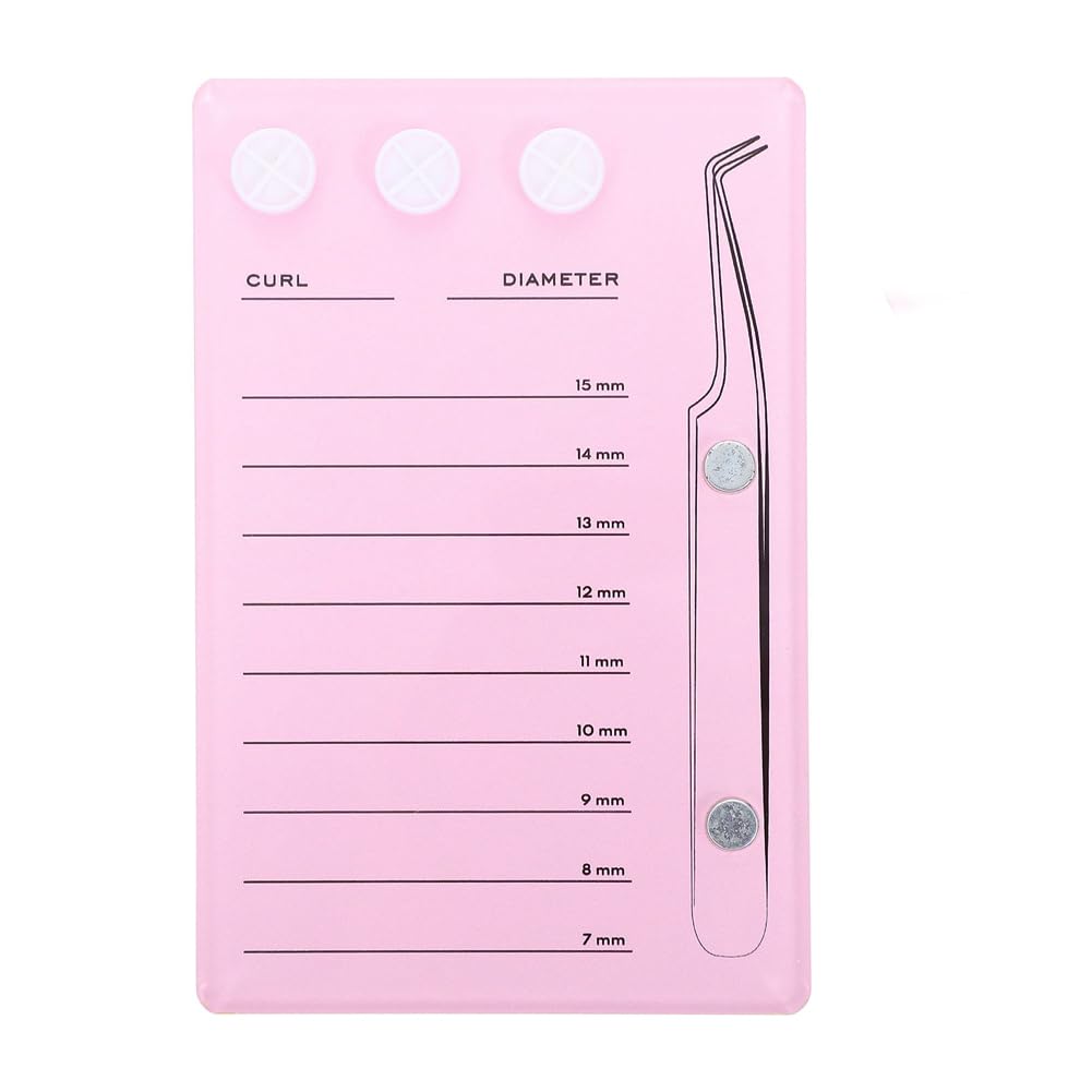 Acrylic Eyelash Extension Tray Plate Grafting False Eyelash Tray with Scale Lines Eyelash Extension Tray Organizer Adhesive Glue Holder Magnetic Tweezer Holder for Eyelashes Extension Tool, Pink