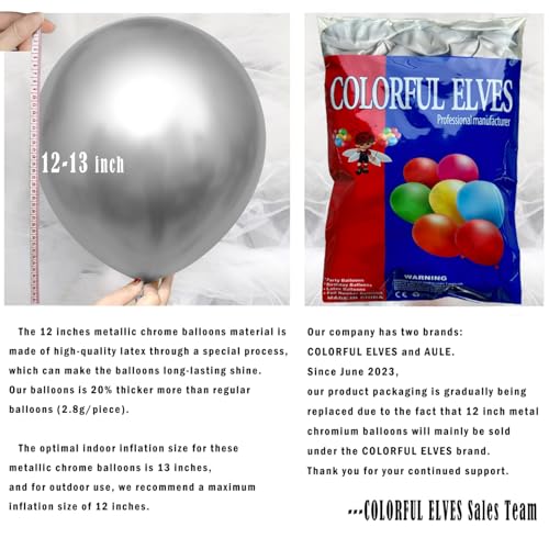 Image of Metallic Silver Balloons 10 Inches 100 Pack Helium Shiny Thicken Chrome Silver Party Balloon
