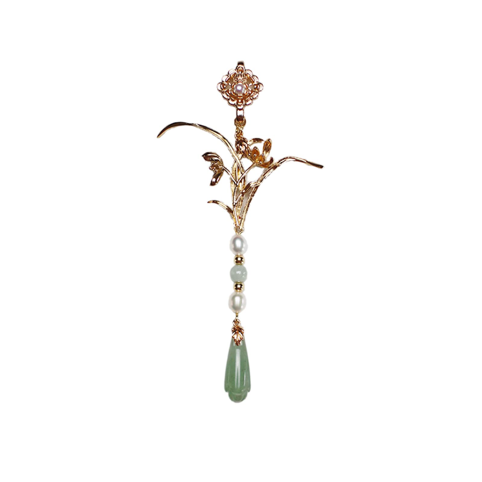 Spilla Badge Spille Pin Bocciolo di Orchidea in Stile Cinese Classico con Ornamenti Pendenti in Rilievo Cheongsam Spilla Antica Ricamata con Vestito da tè