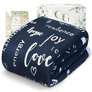 Get Well Soon Gifts for Women Men Throw Blanket, Inspirational Gift Blankets for Women, Sympathy Gifts Hug Healing Blanket, Calm Comfort Blanket Gifts Compassion, Thinking of You Gift for Women – Navy