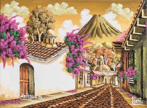 Peinture à l'huile paysage urbain Antigua de NOVICA pour déco salon