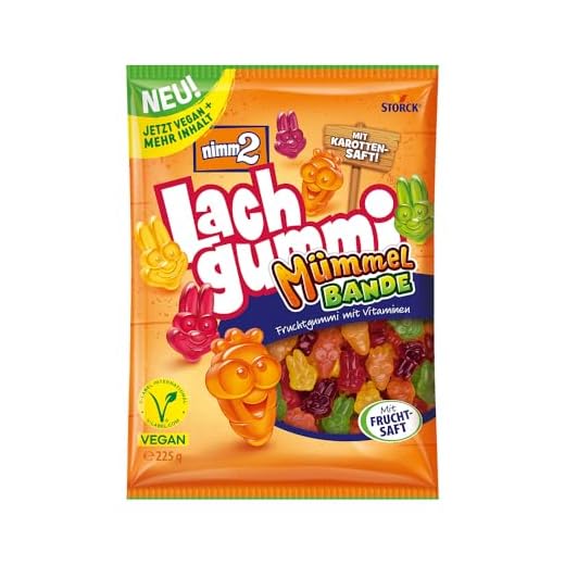 nimm2 Lachgummi Mümmelbande – 1 x 225 g – Veganes Fruchtgummi mit Vitaminen, Frucht- und Gemüsesaft – Süßigkeit in sechs Geschmacksrichtungen