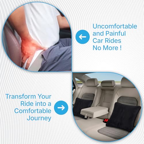 Image of Kingsway Car Accessories Seat Cushion Pillow, Universal Use for Long Drive Travel Comfort, Memory Foam Car Cushion in Black, Super Soft and Super Comfort Design Backrest Pillow for Car, Pack of 2