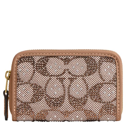 Coach Womens Crystal Signature Jacquard Essential Small Card Case Mushroom One Size
