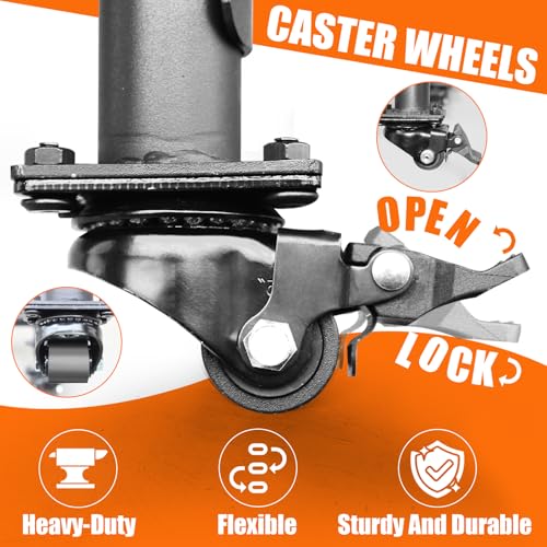 Image of Adjustable Rolling Tire Rack, Heavy-Duty Tire Storage Rack for Garage, with 4 Self-Locking Casters, Foldable Hole Board, 59 inch H x 58.6 inch W