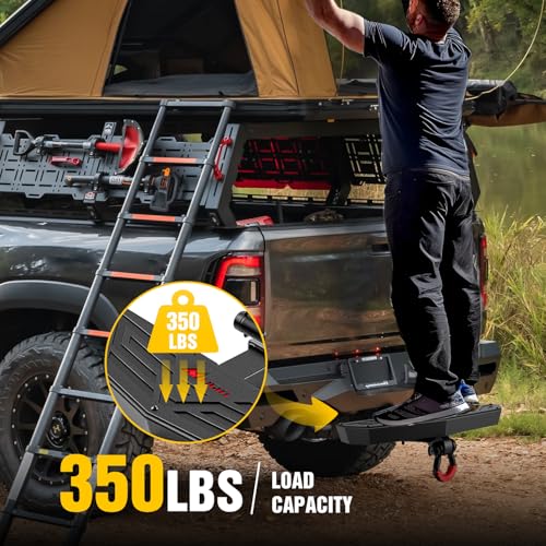 Image of Nilight Hitch Step 2 Inch Receiver Universal Trailer Hitch Step Armor with Anti-Theft D-Ring Shackle Hitch Lock Stabilizer Anti-Slip Design Rear Bumper Guard for Pickups Trucks Vans SUVs ATVs