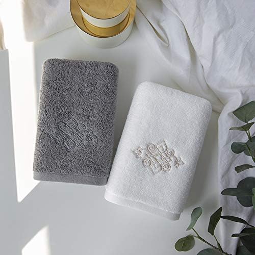 sense gnosis White Luxury Hand Towel Set of 2 Super Thick 100% Cotton Soft Highly Absorbent Embroidered Decorative Hand Towel for Bathroom Home Hotel Spa 13 x 29 Inch - Image 4