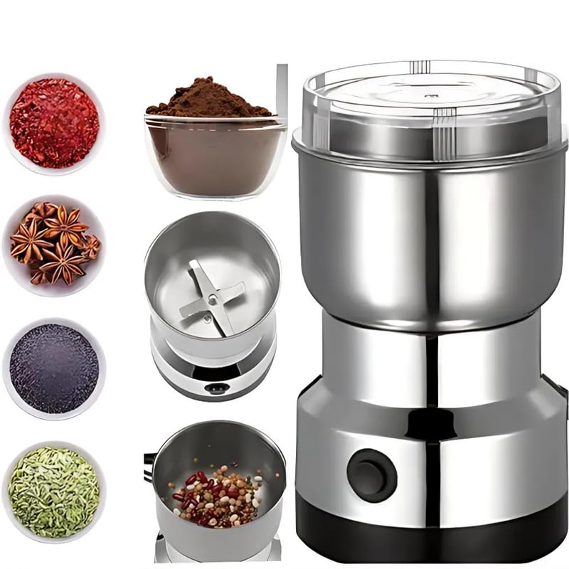 Elevea 𝟏𝟓-𝐘𝐞𝐚𝐫 𝐋𝐨𝐧𝐠-𝐋𝐢𝐟𝐞 𝐖𝐚𝐫𝐫𝐚𝐧𝐭𝐲, Mini Electric Grinder Stainless Steel for Dry Spices Coffee Beans Nuts and Grains, Compact Portable Mixer Grinder for Kitchen Daily Grinding discount deal