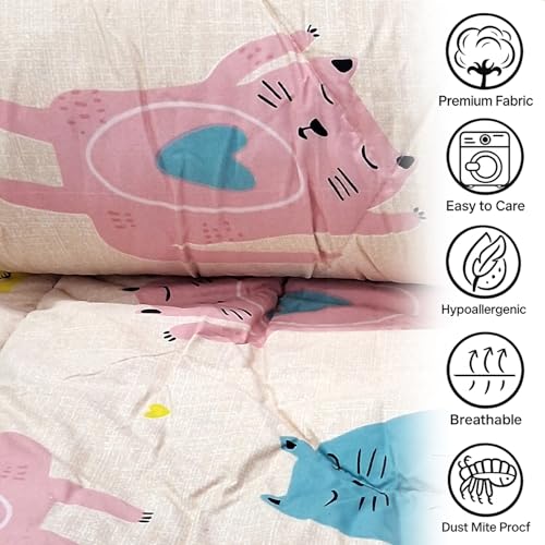 Image of MORADO Glace Cotton AC Comforter /Blanket /Quilt for Double Bed | Ultra Soft & Lightweight | All Season Reversible Comforter | Cozy Bedding for Home & Hotel | Size 90x100 Inches,Cat & Multi,Double