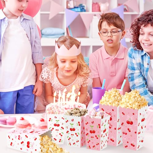 Image of K KUMEED 20 PCS Cherry Party Supplies,Cherry Popcorn Favor Boxes,Summer Fruit Cute Cherry Birthday Decorations Popcorn Bowls Popcorn Buckets Popcorn Bags for Baby Shower Daily Holiday (Medium)