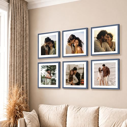 Image of Art Street Premium Photo Frame for living room, Classic Aesthetic Design Photo Frames for Photograph, Art Work, Kids Room Set of 6 (12x12 Inch, Blue)