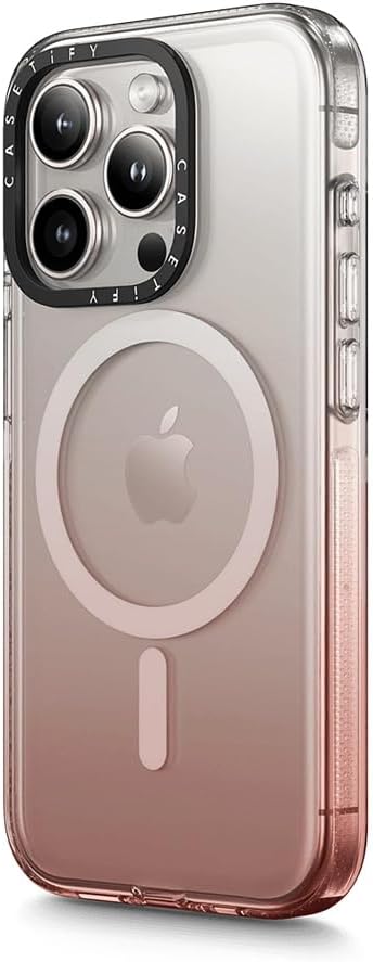 CASETiFY Clear iPhone 15 Pro Case [Not Yellowing / 6.6 ft. 3X Military Grade Drop Protection/Compatible with Magsafe] - Pink Ombre