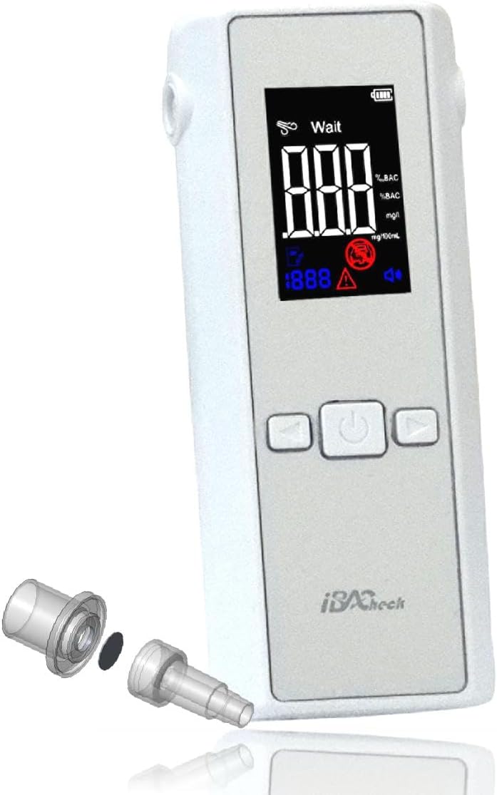Breathalyzer with 3 Color Display. Auto Flow detect & auto Cleaning Feature, 200 Memories Breath Alcohol Test Tester