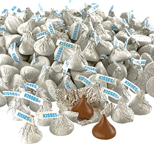 Hershe'ysKISSES Milk Chocolate Candy, Approx 100 Pieces Solid Milk Chocolate Kisses In Siver Foil Wrap 2 Pounds