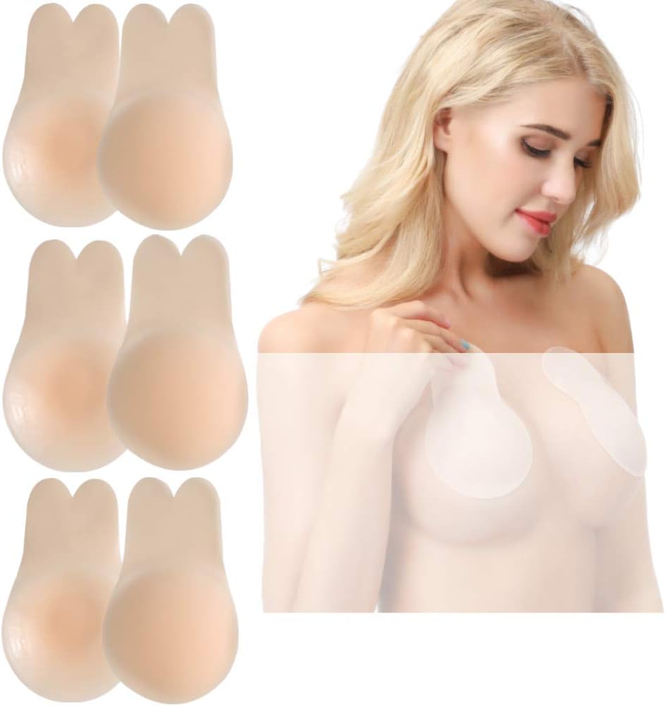 2/3 Pairs Superb Thin Silicone Breast Lift Cover Invisible Nipple Cover Backless & Strapless Breast Self-Adhesive Push Up Bra