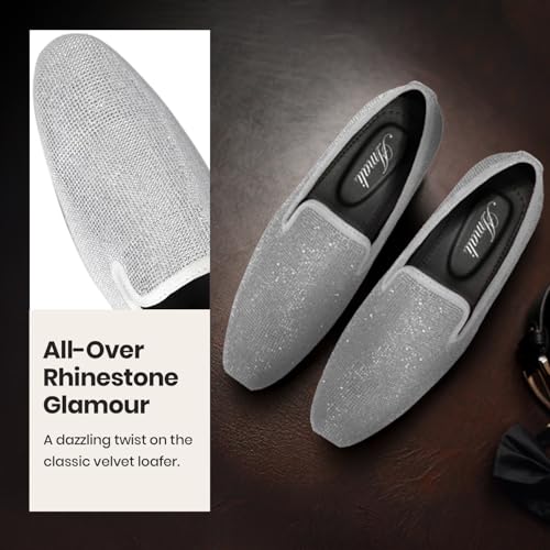 Image of Amali Men's Embellished Velvet Tuxedo Loafers, Smoking Slippers