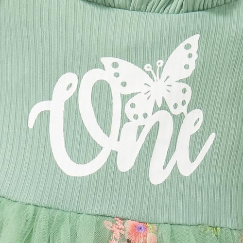 bakjuno Baby Girl 1st Birthday Clothes One Year Old Tulle Romper Short Sleeve Bodysuit Cake Smash Outfits2