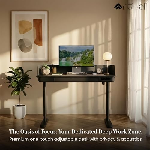 Image of ARTIKEL Case 2.0 Electric Height Adjustable Table for Office Work & Home-Sit Stand Gaming Desk 80kg Load with USB Portal |Workspace Table with Storage Drawers|120x60 CM| Black| 3 yrs Warranty