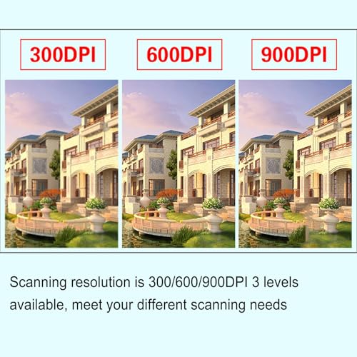 Portable Scanner, Handheld Photo Scanner, for A4 Colour Documents, 300/600/900Dpi JPG PDF Format, Picture, Receipts, Wand Document Reader Uploads Images to Computer Via USB Cable
