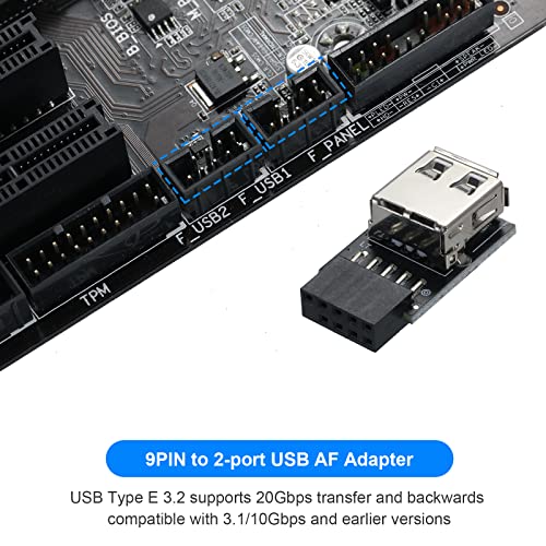 MZHOU USB 2.0 9 Pin till Type A Adapter för Frontpanel