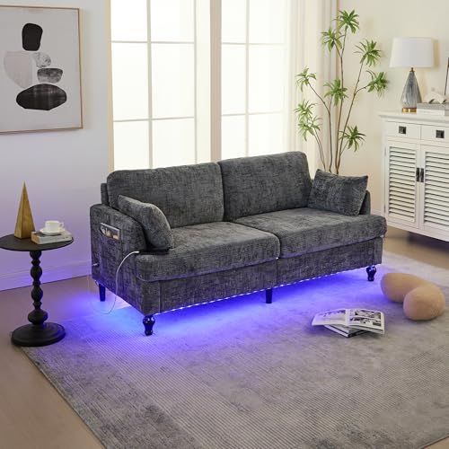 Yihomfy Canapés - Canapé 2 Places Moderne pour Salon avec éClairage LED et Port USB, Poches...