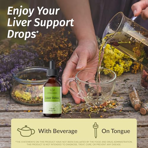 HERBAMAMA Liver Tincture - Liver Detox Liquid Drops with Milk Thistle, Dandelion Root Extract, and Chanca Piedra - Vegan Liver Support Supplement - Alcohol & Sugar-Free, 42-Day Supply - Thumbnail 2