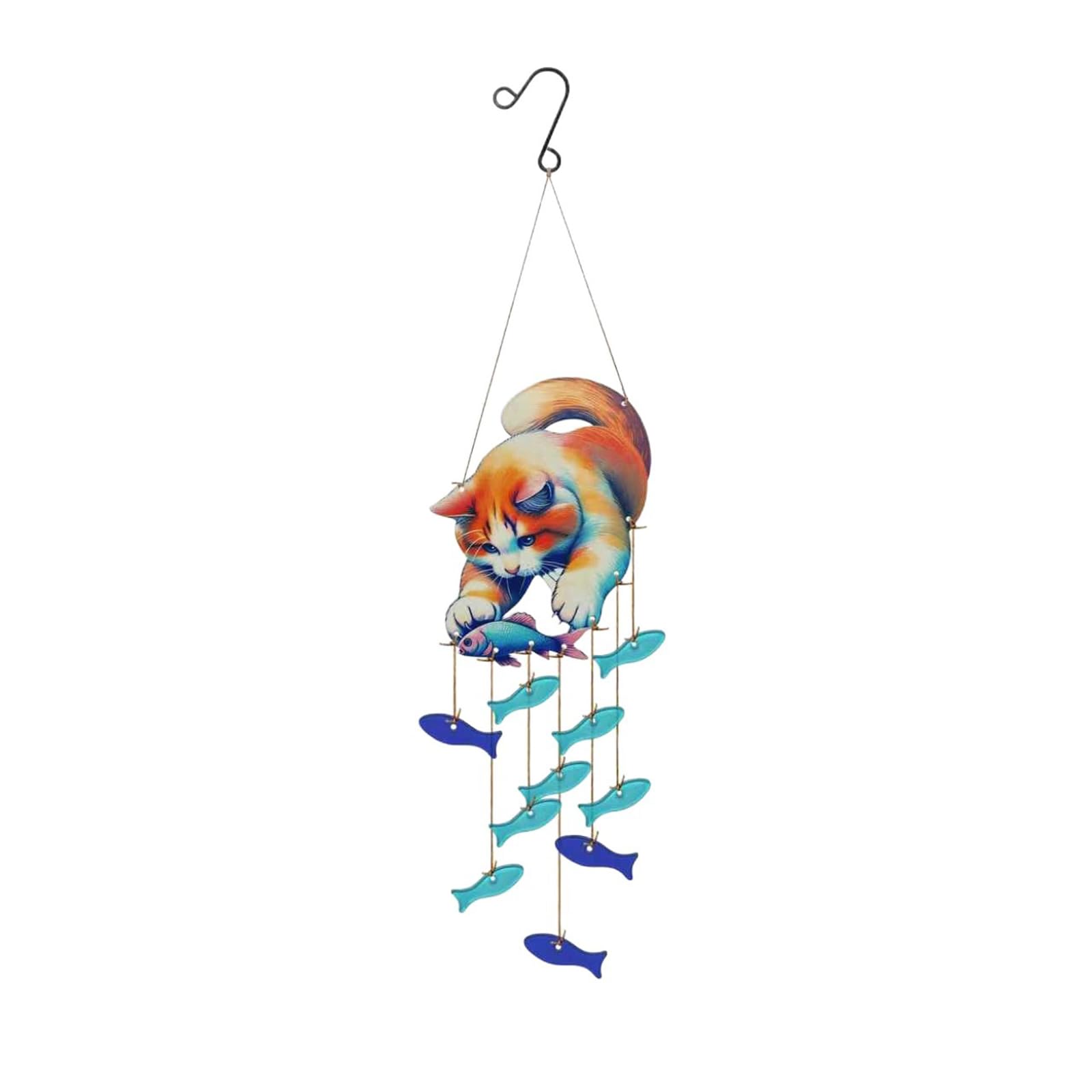 Sea Glass Wind Chimes Outdoor Suncatchers for Garden, Cats Fish Theme Handcrafted Wind Chimes Suncatchers