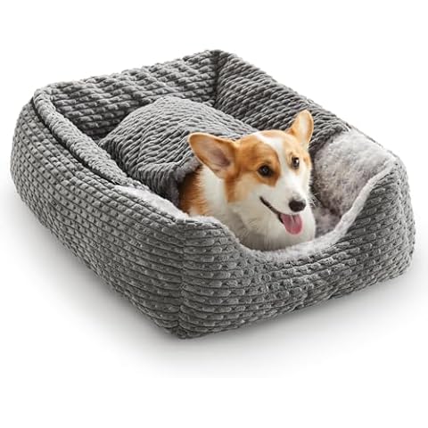 Heymamba Dog Cave Bed with Hooded Blanket Cover