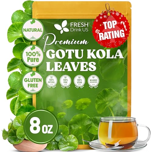 Image of FreshDrinkUS, Premium Gotu Kola Leaves (Centella asiatica) | 8 oz Dried Loose Leaf | Naturally Mild & Earthy Herbal Tea - Premium Quality Leaves. Sugar-Free. Caffeine-Free. Vegan