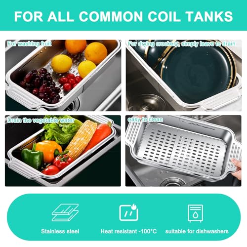 Miniatura 4 de Colador Para Colocar Sobre El Fregadero, Colador Rectangular Extensible De Acero Inoxidable 304 Para Drenar Pasta Frutas Verduras