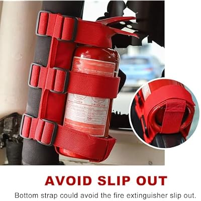 Ohleats Roll Bar Fire Extinguisher Holder, Adjustable Fire Extinguisher Mount Strap with American Flag Pattern, Car Accessories Fixed Belt for Wrangler JK JKU TJ CJ Gladiator (Red-2PCS)