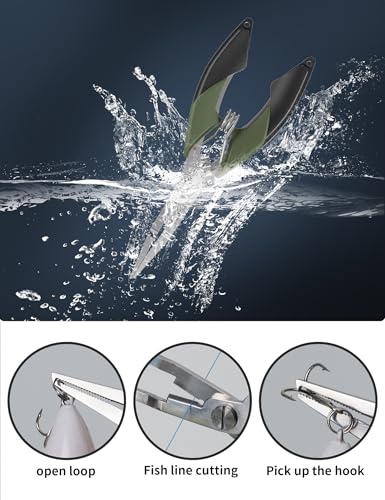 Image of Fish Gripper 9.2 inch,Muti-Function Line Cutter Fishing Pliers, Saltwater Fishing Tool Kit,Fishing Gear with Fishing Lanyard