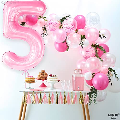 Image of KatchOn Light Pink Balloon Number 5-40 Inch | Light Pink Number 5 Balloon