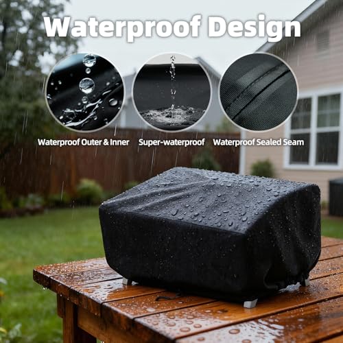 Image of Grill Cover for Cuisinart CGG-306 /CGG-059 Tabletop Grill, Cover Only | Waterproof, UV-Resistant, Windproof Drawstrings, Anti-fade, Outdoor Patio Grill Shield, Backyard BBQ Guard