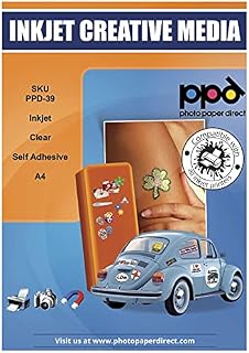 PPD 20 Sheets A4 Inkjet Printable Transparent Self Adhesive Sticker Paper Photo Quality PPD-39-20