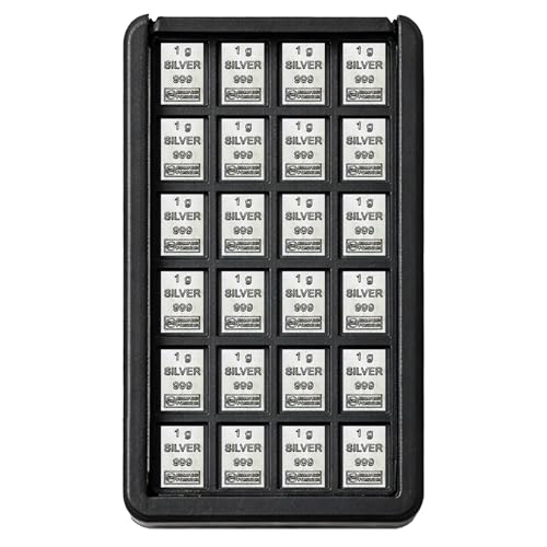 Edelmetall Sammelbox mit 1g Silberbarren (424 Stück) Erweiterbare Silberbarren Sammlung in praktischer Box inkl. Geschenkbeutel Grußkarte & Echtheitsgarantie Silberstücke24 (24x 1g Silber)