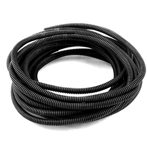 uxcell 8 M 7 x 10 mm Plastic Flexible Corrugated Conduit Tube for Garden,Office Black