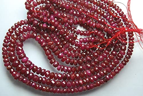 LKBEADS Sznurek 40 cm, AAA naturalny ciemnoczerwony Longido rubin fasetowany duży rozmiar rondelles, rozmiar 6,5-4 mm