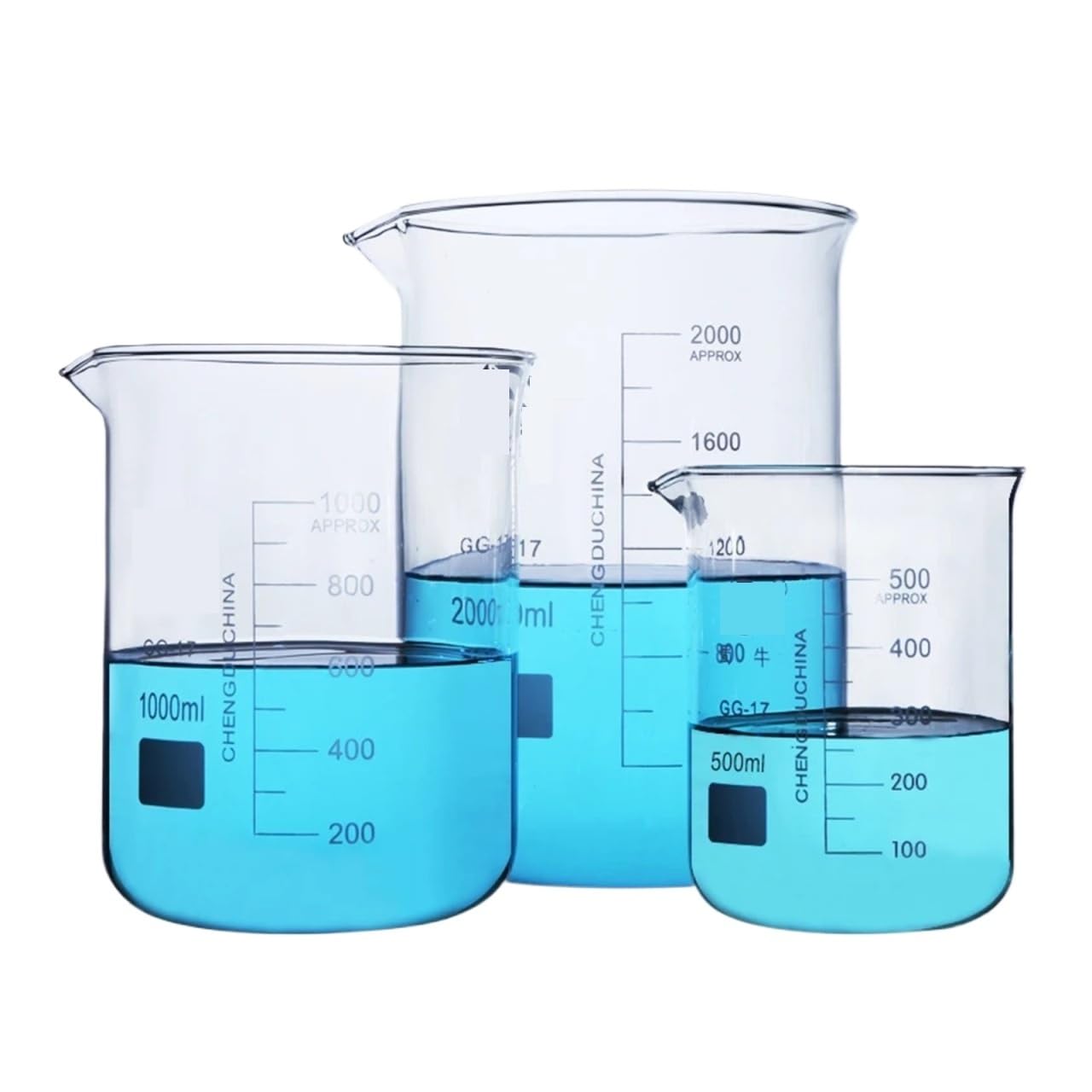 Set di becher Conici in Vetro, Becher in Vetro borosilicato GG-17 da 5 ml a 3000 ml(800mL 2 Pieces)